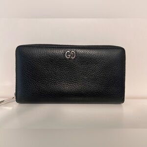 Gucci Black Pebbled Leather Zip Around Wallet